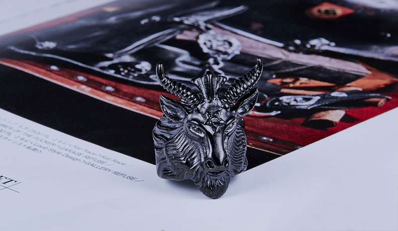 Stainless Steel Ring For Men's Satanic Rams Ring