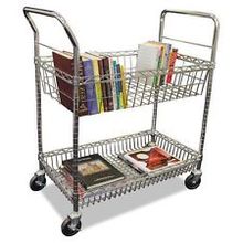 Adjustable Metal Basket Rack Book Trolley for Library (BK753590A2CW)