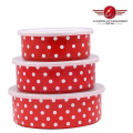 3PCS High Quality Enamel Food Storage Set with PP Lid