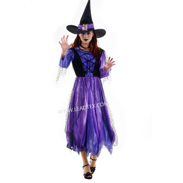 Costumes d&#39;Halloween adultes Robe sorcière classique avec chapeau
