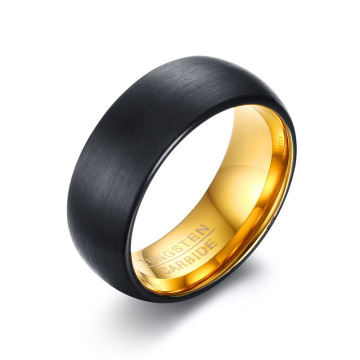 Bagues de mariage pour hommes en carbure de tungstène noir et or