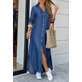 Long Sleeve Maxi Dress Casual Button Party Dress