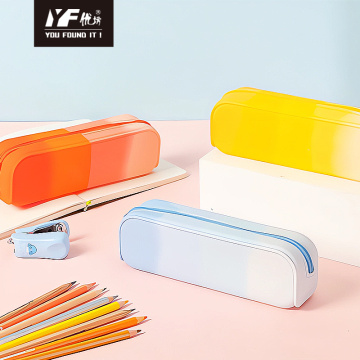 Gradual change rectangular silicone texture pen bag large capacity office learning stationery storage supplies