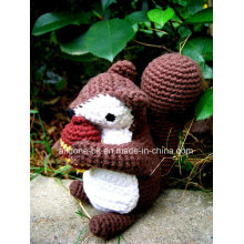 Hand Knit Crochet Peluche Amigurumi Stuffed Squirrel Toy Doll