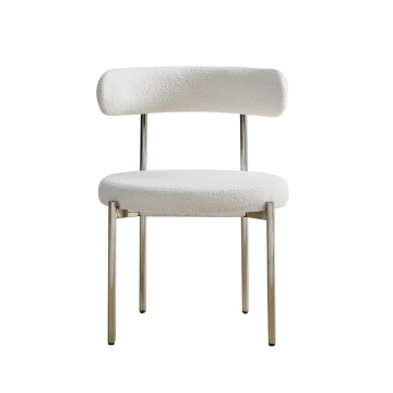 White Elegant Wool Fabric Dining Chairs