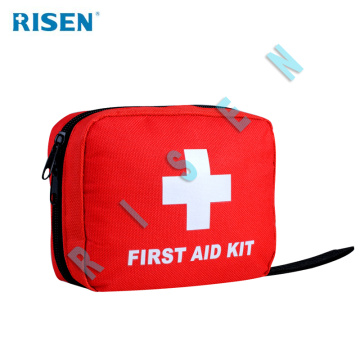 first aid kit with medical supplies for travel