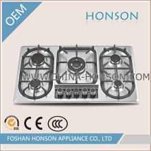 Hot Sale Five Burners Stainless Steel Panel Gas Hob