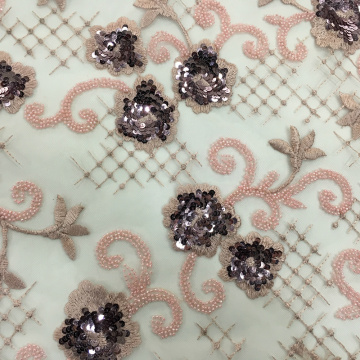 Wonderful Wedding Fabric With Beads And Sequins Embroidery