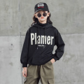 Girls' winter medium and large children's warm jacket casual pants suit plush letter sweater overalls two sets