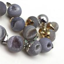 Natural Geode Druzy 15mm agate crystal  Ball Pendant Necklace for Unisex Gold & Silver Findings