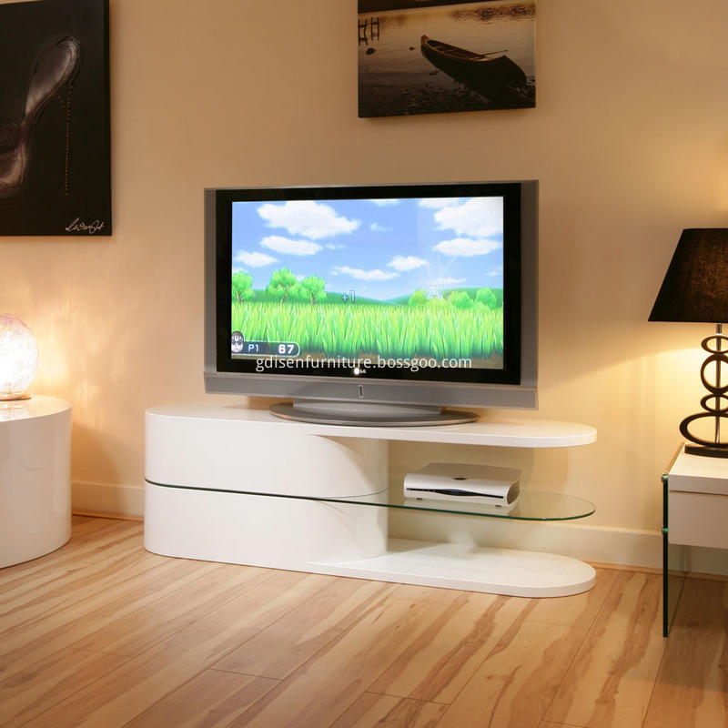 Contemporary white TV stand