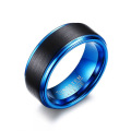 Jonc de mariage en tungstène noir et bleu