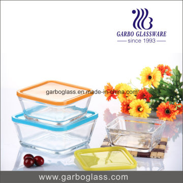 Decal Glass Punch Bowl with Sqaure Shape