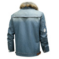 Men's Denim Jacket with Fur Collar for Winter