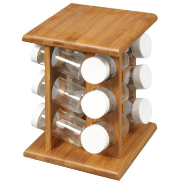 Bamboo Spice Storage Rack for 12 Glass Jars