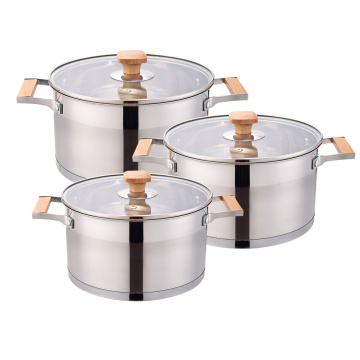 Glass lid straight cooking pot with wooden handle!