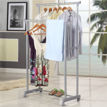 DIY Double-Rod Extended Telescopic Rolling Closet Garment Rack