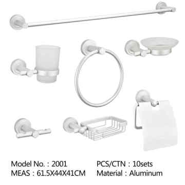 Wall Mounted Aluminum Silver Bathroom Accessory Sets