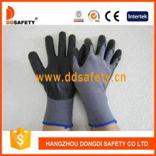 13 Gauge Grey Nylon Liner Black Ultra Thin Foam Nitrile Glove Dpu415