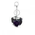 Gemstone Crystal Heart Alloy Wings Dragon &amp; Pterosaur Stone Key Chains Natural Quartz Dragon Charm Key Ring Anniversary Giftary