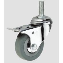 Gray Rubber Thread Industry Caster with Whole Brake