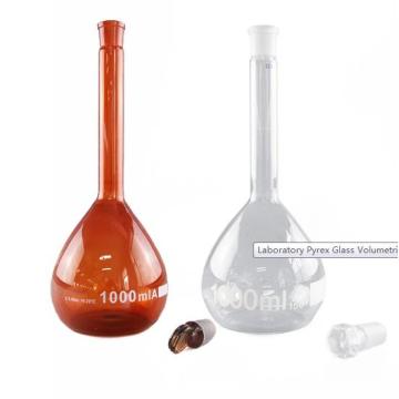 Matraz volumétrico transparente de vidrio de borosilicato con tapón de 25 ml