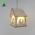 LED Light Wood House Christmas Tree Hanging Lamp