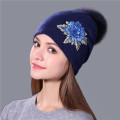 Patchs de broderie de mode chapeau d&#39;hiver femme tricot