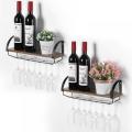 Wall Mounted Wine Racks with Wine Glasses Holder