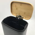 Bamboo Lid Foot Pedal Powder Coated Waste Bin