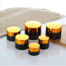 Contêiner de creme de rosto premium Amber Glass Cosmetic Jar