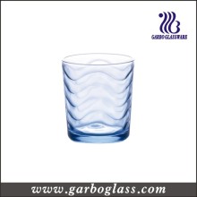 Coupe d&#39;eau en verre ondulé bleue (GB02B7307B)