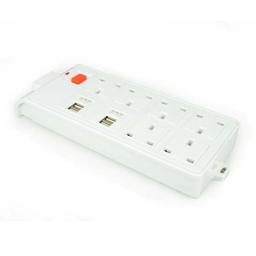 USA 6-gang power strip with 4 usb ports