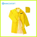 Rpp-005A amarelo durável PVC / poliéster Long Rainwear