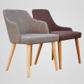 High Armrest Fabric Wooden Chair for Dining Room