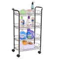 Black metal kitchen organizer rack storage cart