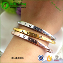 Pulsera plateada oro love pulseras de acero inoxidable