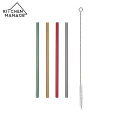 Curved and Straight Alumina Straw with Cleaning Brush