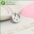 Simple Design Button Pendant Stainless Steel Necklace