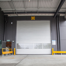 Rapid roll up plastic door with loop detector