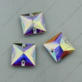 Square Flat Back Glass Beads with Hole