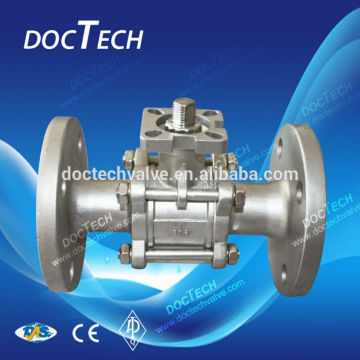3-PC Full Port Flange Ball Valve PN40 DN 15 1000WOG Stainless Steel 304/316 With High Mounting Pad