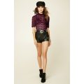 Fashion High Collar Slim Lace T Shirt