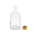 square glass beverage bottle with aluminum screw cap