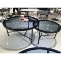 Metal Round Glass Coffee Table