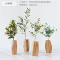 Multilateral Plastic Flowers Wooden Vase Standing