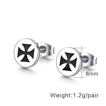 Fashion stainless steel men earring jewelry punk rock earrings for men cross earring for men cool silver color earring