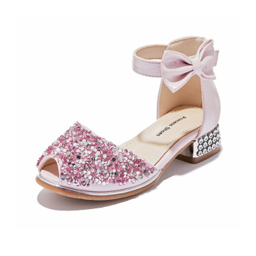 Crianças Fish Mouth Rhinestone Bowknot Sandals