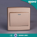 British Standard 3*3 Golden Color 1 Gang Wall Switch