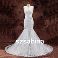 BD10081 new wedding dress 2016 Strapless chapel mermaid lace wedding dress